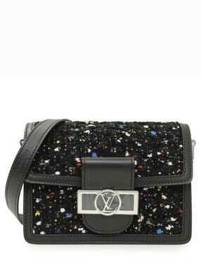 Like NEW! RARE! Louis Vuitton Dauphine MINI Shoulder Bag LV SEQUINS TWEED